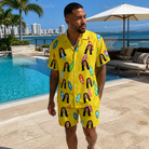 Real-life photo of someone wearing Men's Board Buddies Custom Face Shirt & Shorts Set — custom faces printed all-over