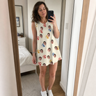 Real-life photo of someone wearing Women's Sandy Sidekicks Custom Face Tank Dress — custom faces printed all-over