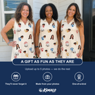 Friends in matching Women's Sandy Sidekicks Custom Face V-Neck Dress — a group gift photo