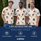 Friends in matching Men's Sandy Sidekicks Custom Face Polo Shirt — a group gift photo