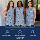 Friends in matching Women's Umbrella Uproar Custom Face V-Neck Dress — a group gift photo