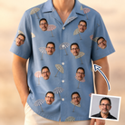 Man wearing Men's Umbrella Uproar Custom Face Hawaiian Shirt — custom faces printed all-over