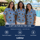 Friends in matching Women's Umbrella Uproar Custom Face Hawaiian Shirt — a group gift photo