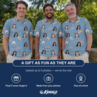 Friends in matching Men's Umbrella Uproar Custom Face Polo Shirt — a group gift photo