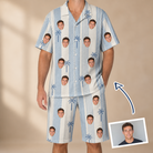 Man wearing Men's Coconut Crew Custom Face Shirt & Shorts Set — custom faces printed all-over