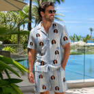 Real-life photo of someone wearing Men's Coconut Crew Custom Face Shirt & Shorts Set — custom faces printed all-over