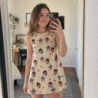 Real-life photo of someone wearing Women's Flag Fandango Custom Face Tank Dress — custom faces printed all-over