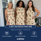 Friends in matching Women's Flag Fandango Custom Face Tank Dress — a group gift photo