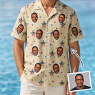 Man wearing Men's Flag Fandango Custom Face Hawaiian Shirt — custom faces printed all-over