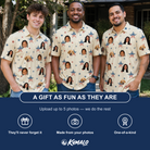 Friends in matching Men's Flag Fandango Custom Face Polo Shirt — a group gift photo