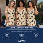 Friends in matching Women's Balloon Brigade Custom Face Off-Shoulder Dress — a group gift photo