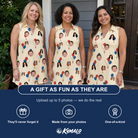 Friends in matching Women's Balloon Brigade Custom Face V-Neck Dress — a group gift photo
