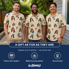 Friends in matching Men's Balloon Brigade Custom Face Polo Shirt — a group gift photo