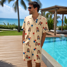 Real-life photo of someone wearing Men's Balloon Brigade Custom Face Shirt & Shorts Set — custom faces printed all-over