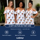 Friends in matching Women's Cool Colonies Custom Face Off-Shoulder Dress — a group gift photo
