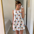 Real-life photo of someone wearing Women's Cool Colonies Custom Face Tank Dress — custom faces printed all-over