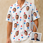 Man wearing Men's Cool Colonies Custom Face Hawaiian Shirt — custom faces printed all-over