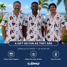 Friends in matching Men's Cool Colonies Custom Face Hawaiian Shirt — a group gift photo