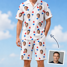 Man wearing Men's Cool Colonies Custom Face Shirt & Shorts Set — custom faces printed all-over