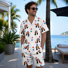 Real-life photo of someone wearing Men's Cool Colonies Custom Face Shirt & Shorts Set — custom faces printed all-over