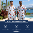 Friends in matching Men's Cool Colonies Custom Face Shirt & Shorts Set — a group gift photo