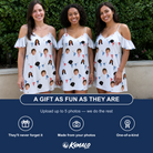 Friends in matching Women's Ruby Ruffles Custom Face Off-Shoulder Dress — a group gift photo