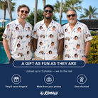 Friends in matching Men's Ruby Ruffles Custom Face Hawaiian Shirt — a group gift photo