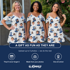 Friends in matching Women's Crown Capers Custom Face Off-Shoulder Dress — a group gift photo