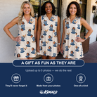 Friends in matching Women's Crown Capers Custom Face V-Neck Dress — a group gift photo