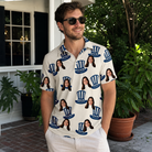 Real-life photo of someone wearing Men's Crown Capers Custom Face Polo Shirt — custom faces printed all-over