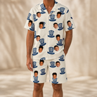 Model wearing Men's Crown Capers Custom Face Shirt & Shorts Set printed with kids' faces