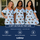 Friends in matching Women's Red White Chill Custom Face Off-Shoulder Dress — a group gift photo