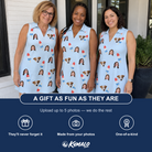 Friends in matching Women's Red White Chill Custom Face V-Neck Dress — a group gift photo