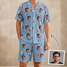 Man wearing Men's Betsy Bounce Custom Face Shirt & Shorts Set — custom faces printed all-over