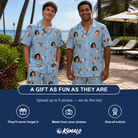 Friends in matching Men's Betsy Bounce Custom Face Shirt & Shorts Set — a group gift photo