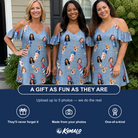 Friends in matching Women's Launch Lark Custom Face Off-Shoulder Dress — a group gift photo