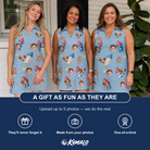 Friends in matching Women's Launch Lark Custom Face V-Neck Dress — a group gift photo