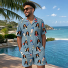 Real-life photo of someone wearing Men's Launch Lark Custom Face Shirt & Shorts Set — custom faces printed all-over