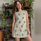 Real-life photo of someone wearing Women's Rindependence Day Custom Face Tank Dress — custom faces printed all-over