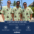 Friends in matching Men's Rindependence Day Custom Face Hawaiian Shirt — a group gift photo