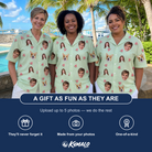 Friends in matching Women's Rindependence Day Custom Face Hawaiian Shirt — a group gift photo