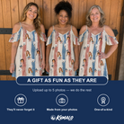 Friends in matching Women's Union Spark Custom Face Off-Shoulder Dress — a group gift photo