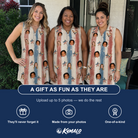 Friends in matching Women's Union Spark Custom Face V-Neck Dress — a group gift photo