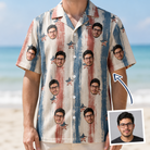 Man wearing Men's Union Spark Custom Face Hawaiian Shirt — custom faces printed all-over