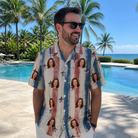 Real-life photo of someone wearing Men's Union Spark Custom Face Hawaiian Shirt — custom faces printed all-over