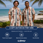 Friends in matching Men's Union Spark Custom Face Shirt & Shorts Set — a group gift photo