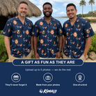 Friends in matching Men's Rebel Reflectors Custom Face Hawaiian Shirt — a group gift photo
