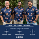 Friends in matching Men's Rebel Reflectors Custom Face Polo Shirt — a group gift photo