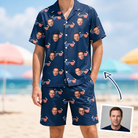 Man wearing Men's Rebel Reflectors Custom Face Shirt & Shorts Set — custom faces printed all-over