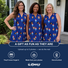Friends in matching Women's Declaration Drips Custom Face V-Neck Dress — a group gift photo